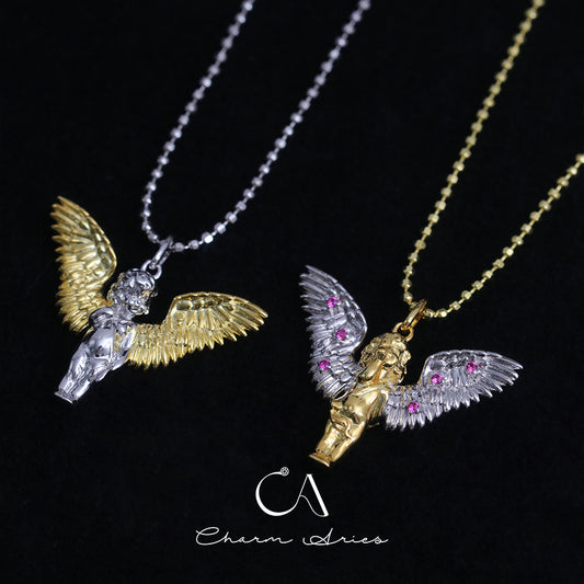 CUPID ANGEL BABY S925  FULL DIAMONDS NECKLACE