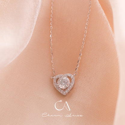 FULL DIAMONDS LOVE HEARTS S925 SILVER NECKLACE