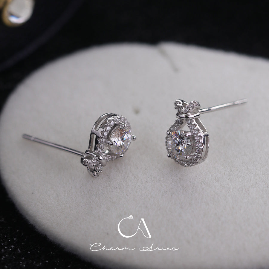 FULL MOISSANITE DIAMONDS WATER DROP BUNNY S925 SILVER EARRINGS