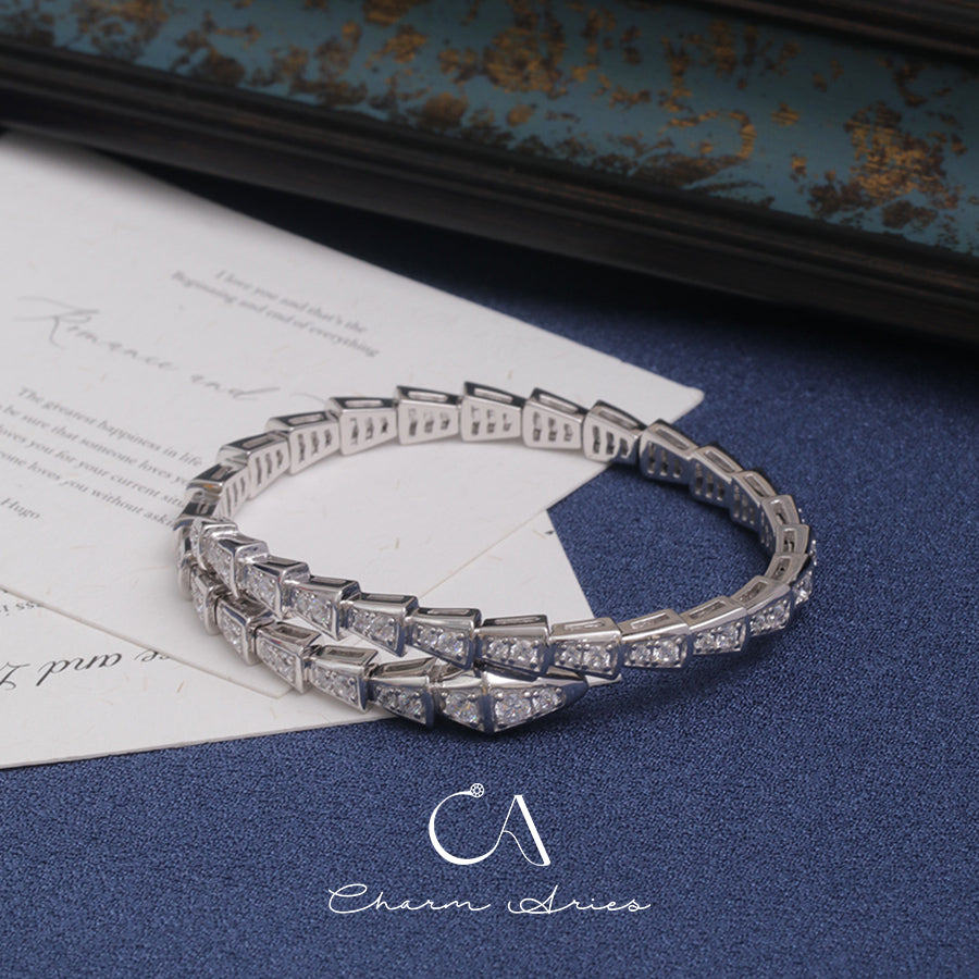 SNAKE FULL DIAMONDS IN WHITE GOLD S92 BRACELET