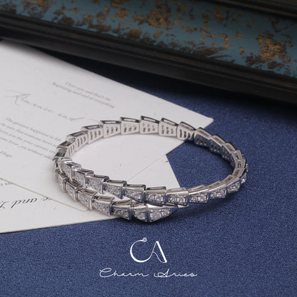 SNAKE FULL DIAMONDS IN WHITE GOLD S92 BRACELET