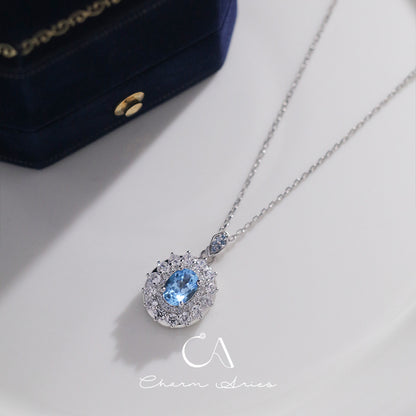 NATURAL SWISS TOPAZ WATER DROPS S925  NECKLACE