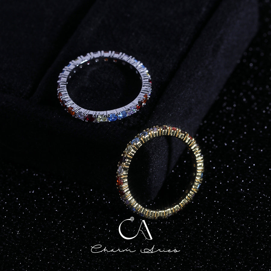 COLORFUL FULL DIAMONDS STACKING SET S925 RING