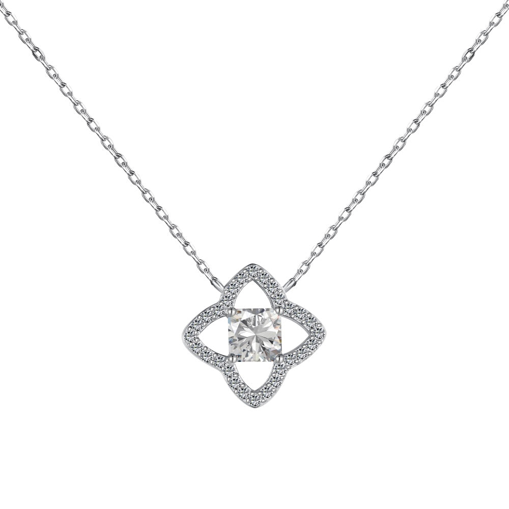 [CharmAries]Exquisite Flower Shape Princess Cut Necklace