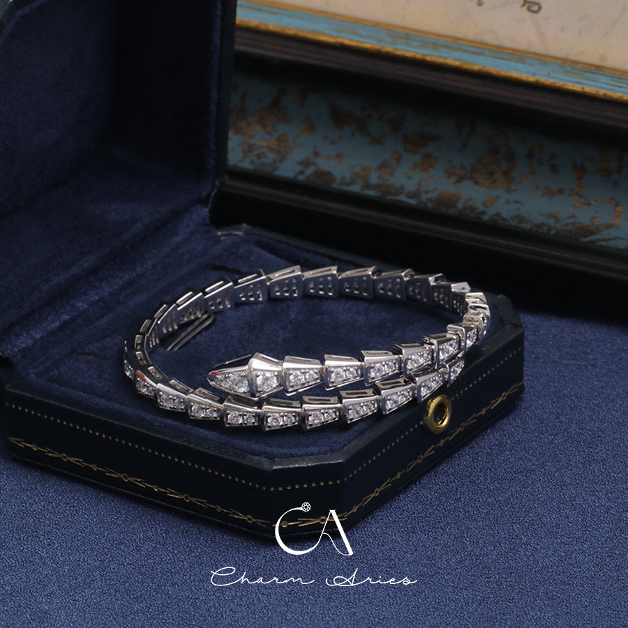 SNAKE FULL DIAMONDS IN WHITE GOLD S92 BRACELET