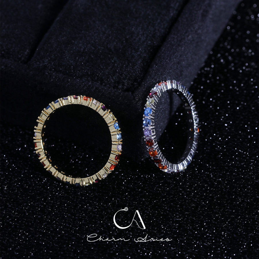 COLORFUL FULL DIAMONDS STACKING SET S925 RING