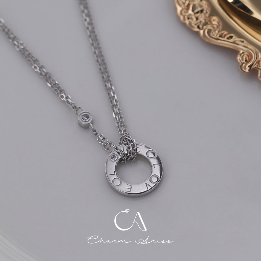 DOUBLE LOVE ROUND CAKE S925 NECKLACE