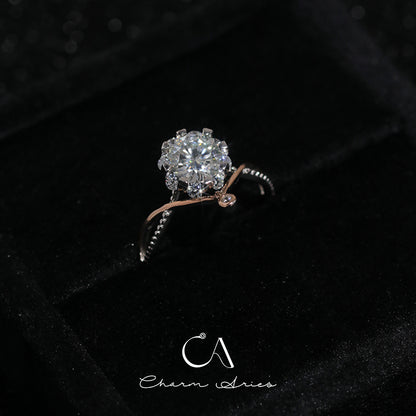 ONE CARAT GOLD PLATED MOISSANITE S925 DIAMOND RING