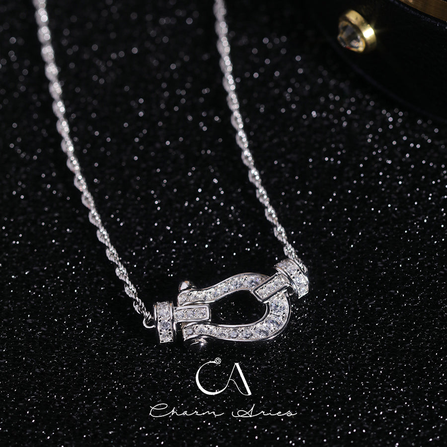 HORSESHOE BUCKLE S925 FULL DIAMOND NECKLACE