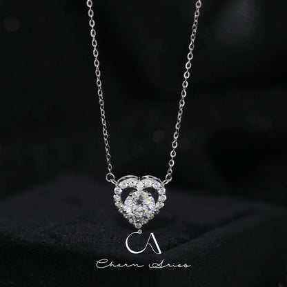 FULL DIAMONDS LOVE HEARTS S925 SILVER NECKLACE