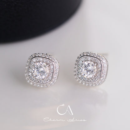 SUGAR CUBES S925 MOISSAN DIAMOND EARRINGS