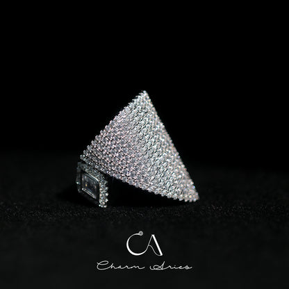 GEOMETRIC PYRAMID S925 FULL DIAMOND RING