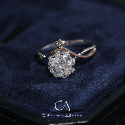 ONE CARAT GOLD PLATED MOISSANITE S925 DIAMOND RING