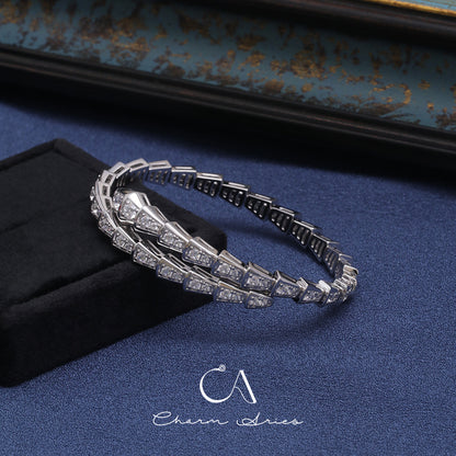 SNAKE FULL DIAMONDS IN WHITE GOLD S92 BRACELET