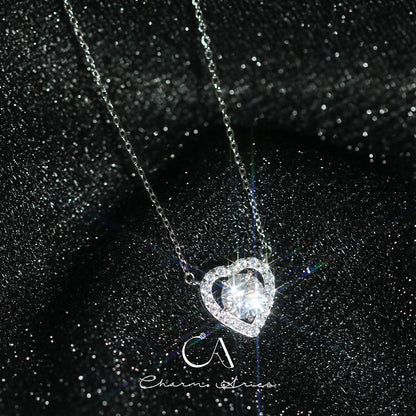 FULL DIAMONDS LOVE HEARTS S925 SILVER NECKLACE