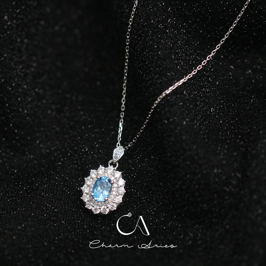 NATURAL SWISS TOPAZ WATER DROPS S925  NECKLACE