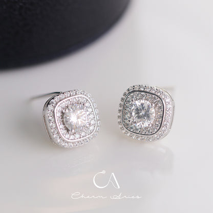 SUGAR CUBES S925 MOISSAN DIAMOND EARRINGS