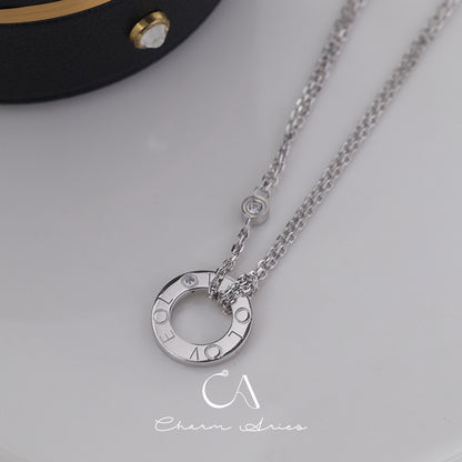 DOUBLE LOVE ROUND CAKE S925 NECKLACE