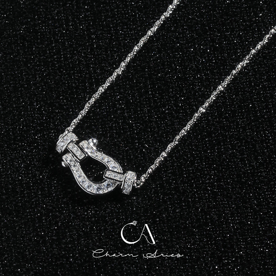 HORSESHOE BUCKLE S925 FULL DIAMOND NECKLACE