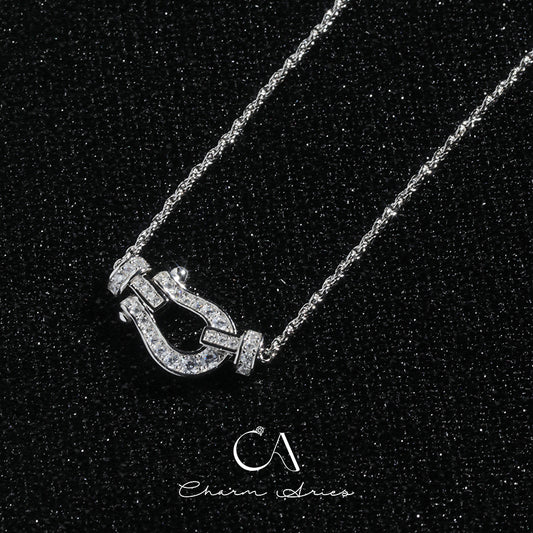 HORSESHOE BUCKLE S925 FULL DIAMOND NECKLACE