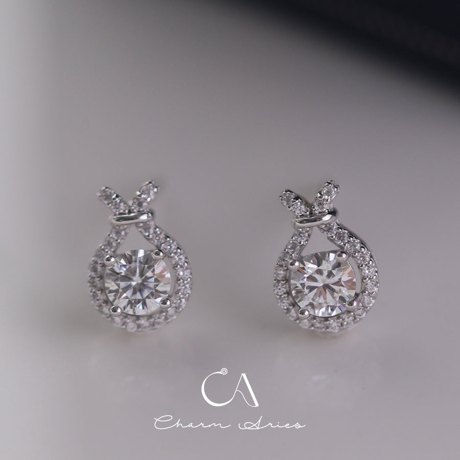 FULL MOISSANITE DIAMONDS WATER DROP BUNNY S925 SILVER EARRINGS