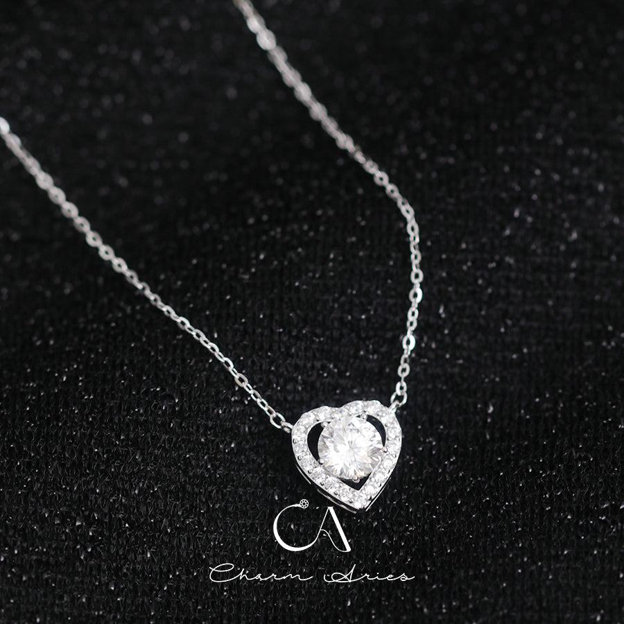 FULL DIAMONDS LOVE HEARTS S925 SILVER NECKLACE