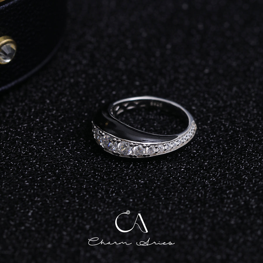 BLACK ENAMEL FULL DIAMOND  S925  RING