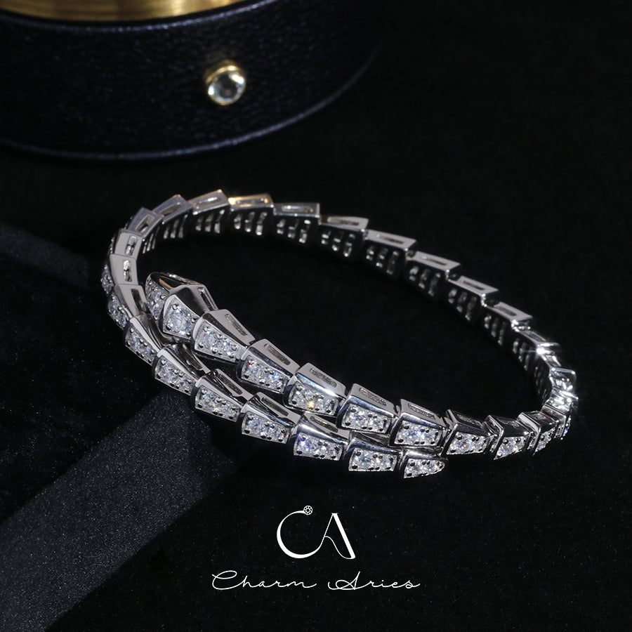 SNAKE FULL DIAMONDS IN WHITE GOLD S92 BRACELET