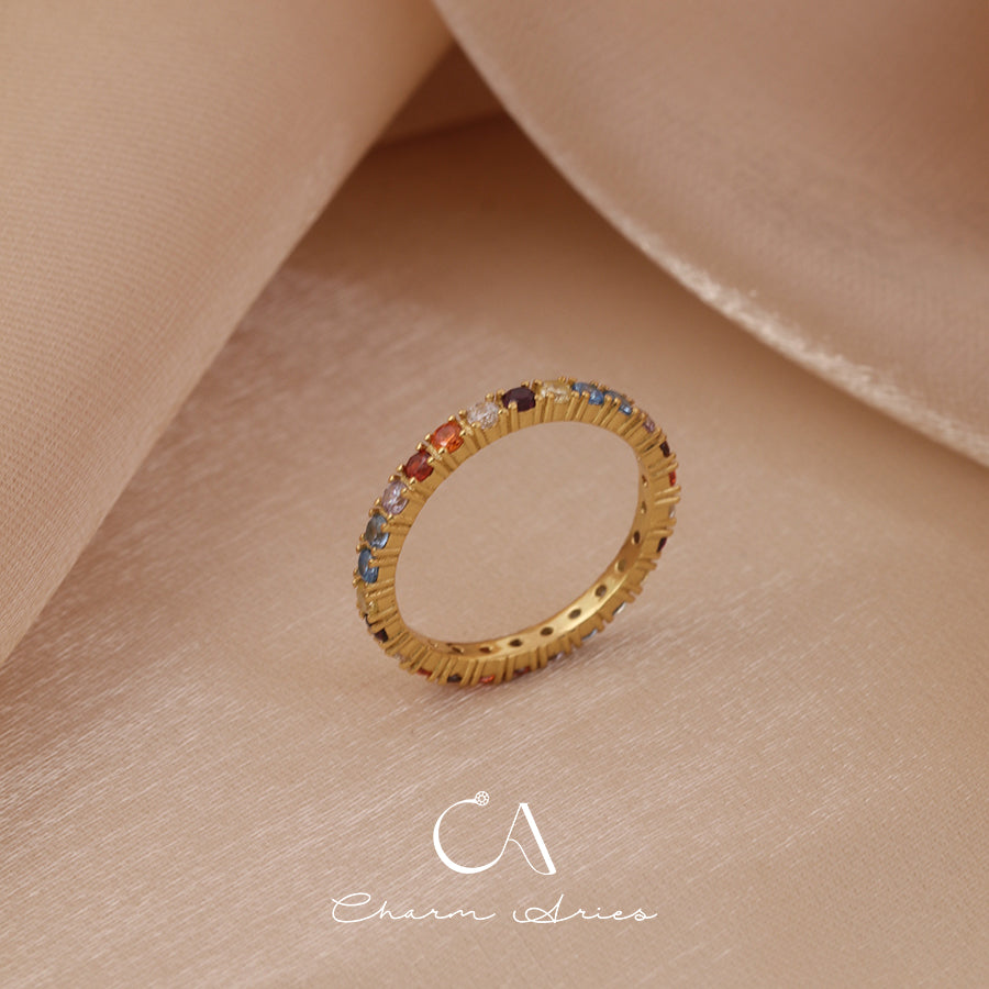 COLORFUL FULL DIAMONDS STACKING SET S925 RING