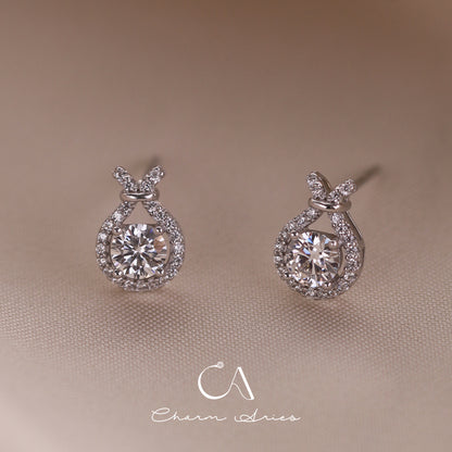 FULL MOISSANITE DIAMONDS WATER DROP BUNNY S925 SILVER EARRINGS