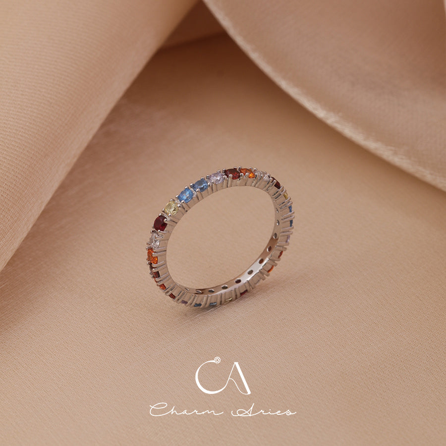 COLORFUL FULL DIAMONDS STACKING SET S925 RING