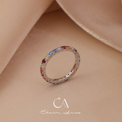 COLORFUL FULL DIAMONDS STACKING SET S925 RING