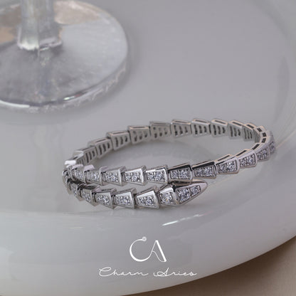 SNAKE FULL DIAMONDS IN WHITE GOLD S92 BRACELET