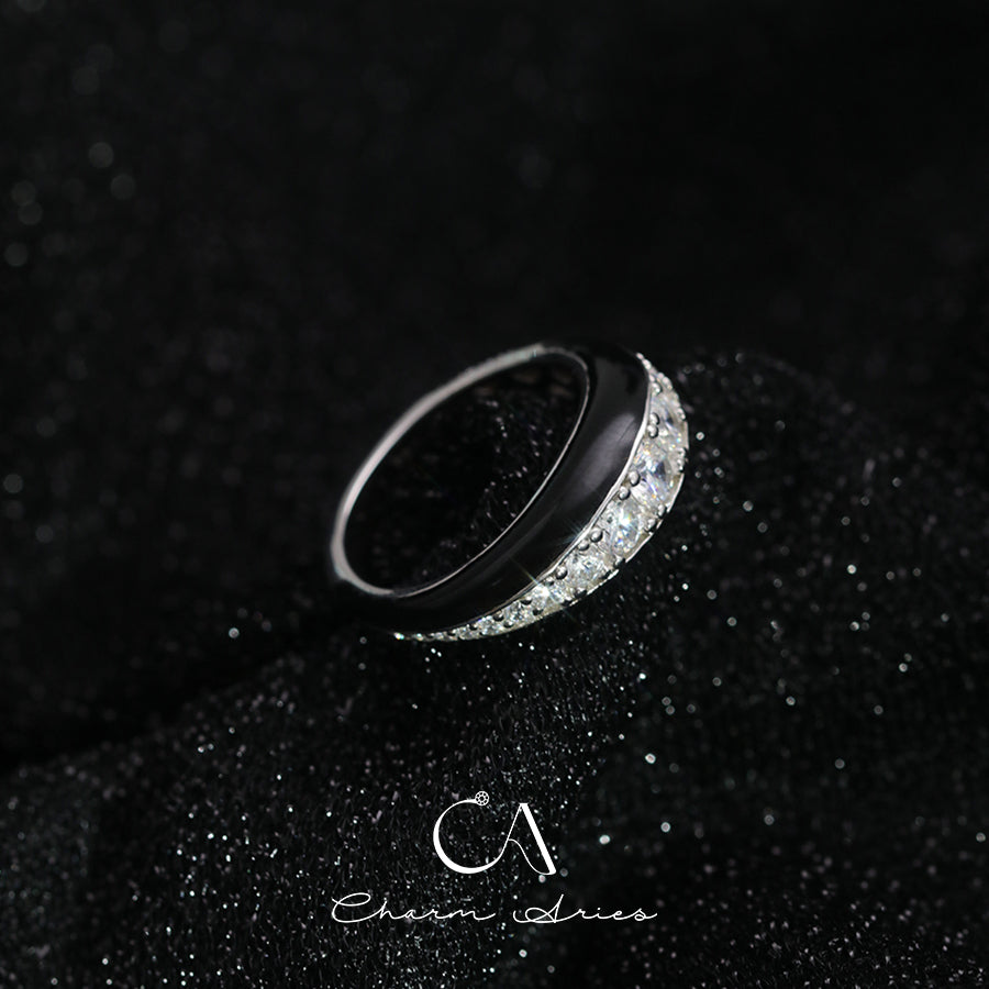 BLACK ENAMEL FULL DIAMOND  S925  RING