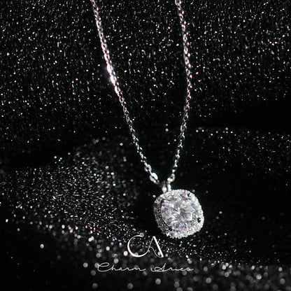 CLASSIC SQUARE BALE ONE CARAT MOISSANITE S925 SILVER NECKLACE