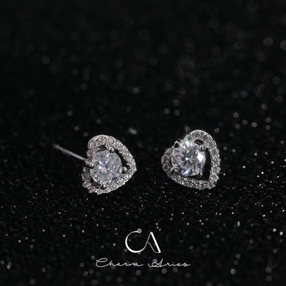 FULL DIAMONDS WITH MOISSANITE LOVE HEART S925 EARRINGS