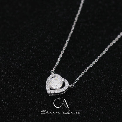 FULL DIAMONDS LOVE HEARTS S925 SILVER NECKLACE