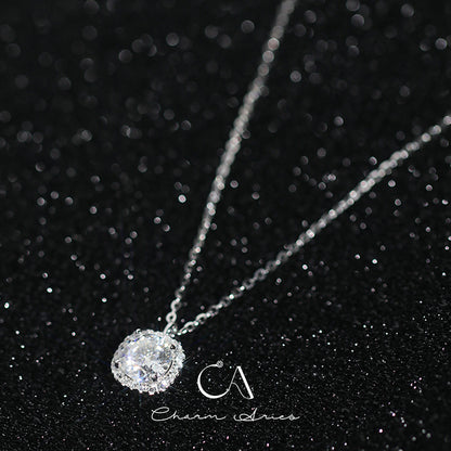 CLASSIC SQUARE BALE ONE CARAT MOISSANITE S925 SILVER NECKLACE