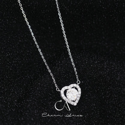 FULL DIAMONDS LOVE HEARTS S925 SILVER NECKLACE