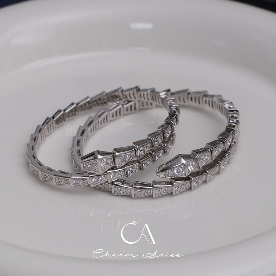 SNAKE FULL DIAMONDS IN WHITE GOLD S92 BRACELET