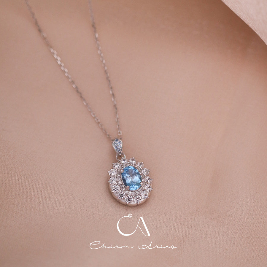 NATURAL SWISS TOPAZ WATER DROPS S925  NECKLACE