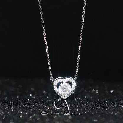 FULL DIAMONDS LOVE HEARTS S925 SILVER NECKLACE