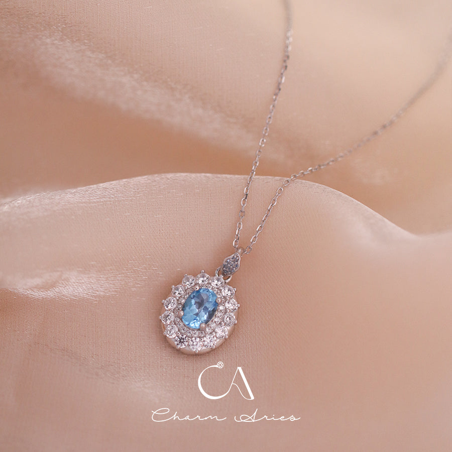 NATURAL SWISS TOPAZ WATER DROPS S925  NECKLACE