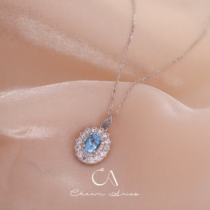 NATURAL SWISS TOPAZ WATER DROPS S925  NECKLACE