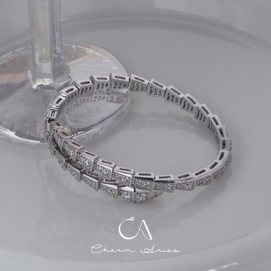 SNAKE FULL DIAMONDS IN WHITE GOLD S92 BRACELET