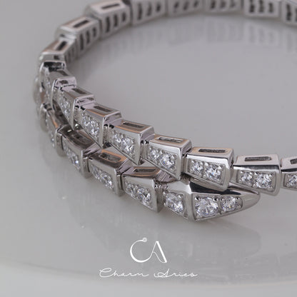 SNAKE FULL DIAMONDS IN WHITE GOLD S92 BRACELET