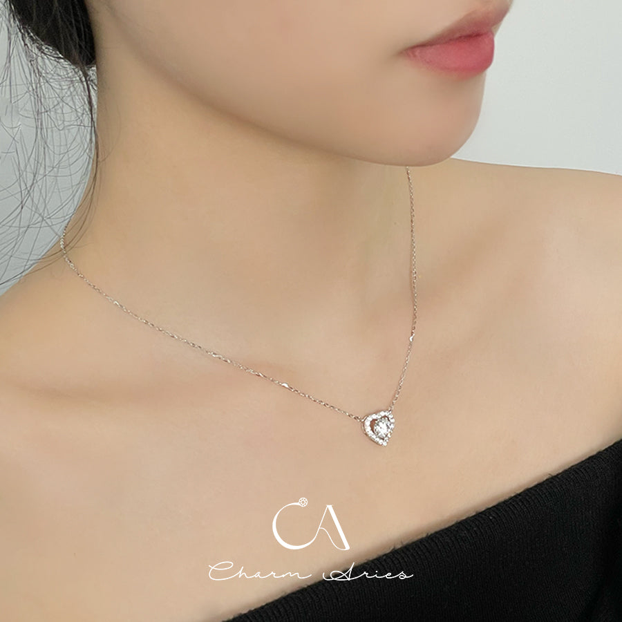 FULL DIAMONDS LOVE HEARTS S925 SILVER NECKLACE