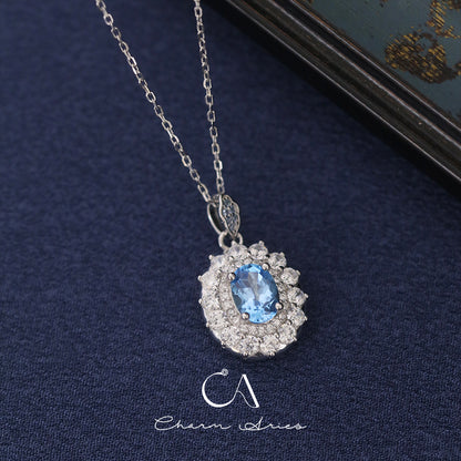 NATURAL SWISS TOPAZ WATER DROPS S925  NECKLACE