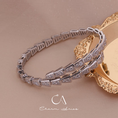 SNAKE FULL DIAMONDS IN WHITE GOLD S92 BRACELET