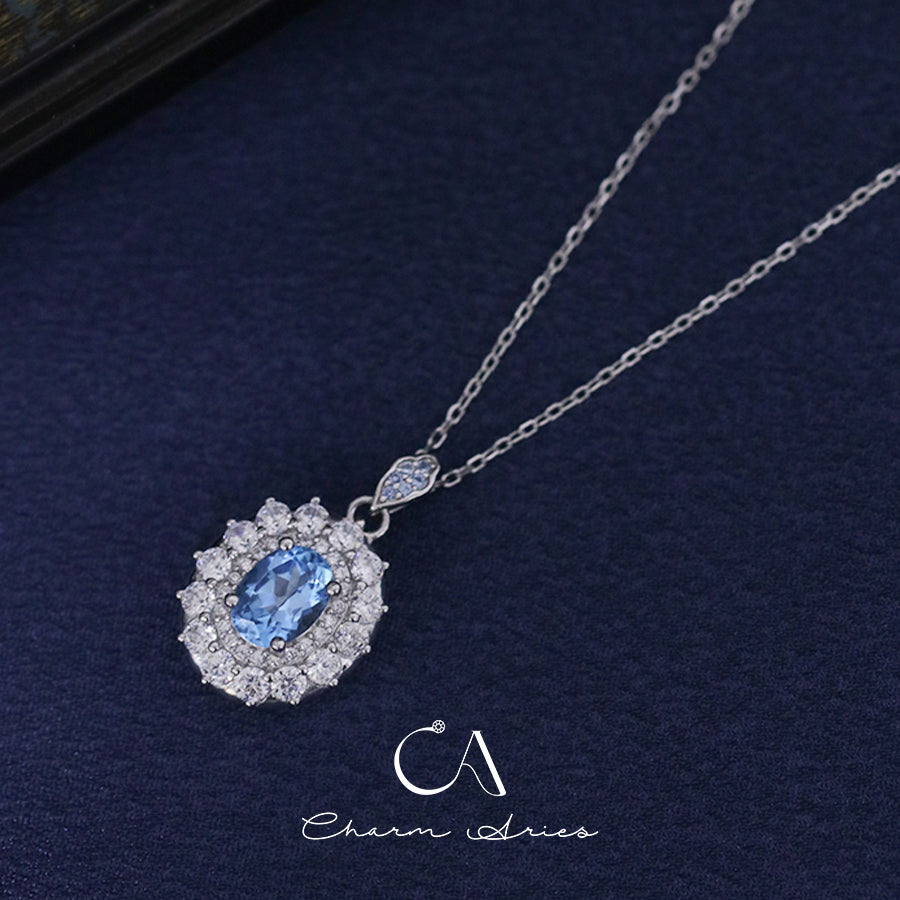 NATURAL SWISS TOPAZ WATER DROPS S925  NECKLACE